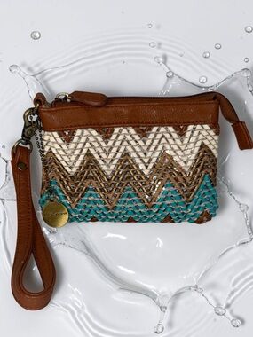 Big Buddha Woven Chevron Wristlet